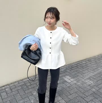アクアガレージ aquagarage ペプラムトップス長袖 レディース （ブラック） ペプラムニットセットアップ レディース 春 秋 長袖 M L