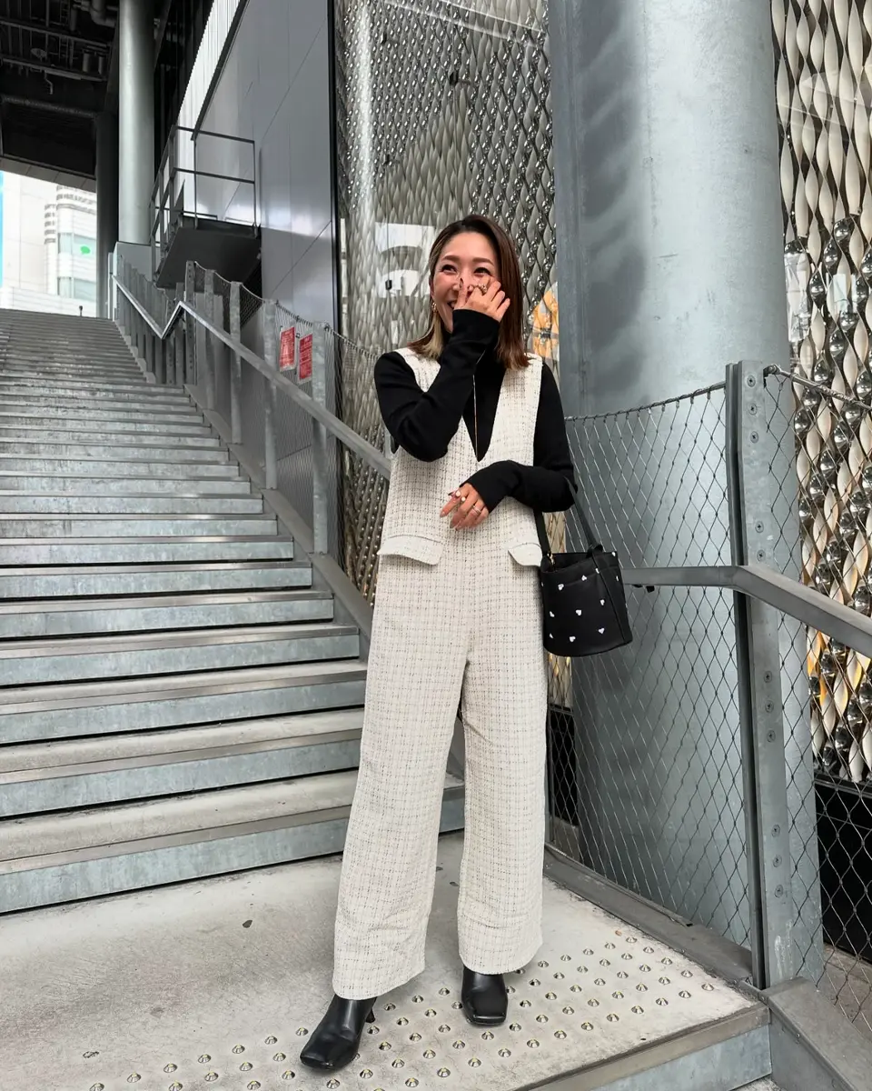 Loungedress ツイードオールインワン 新品 Loungedress ツイードオールインワン ラウンジドレス ブラック