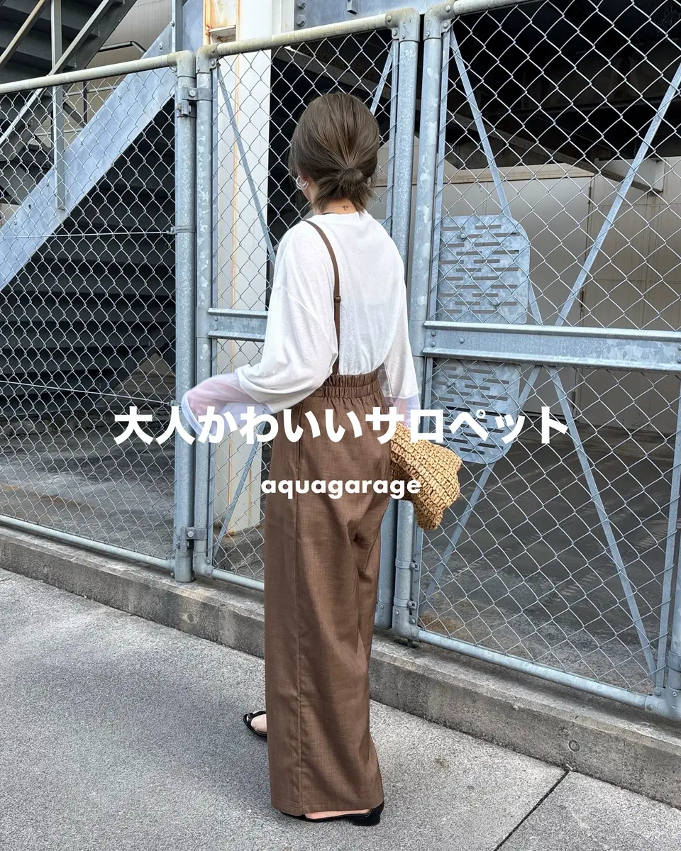 aquagarage公式】リネンライクサスペンダー付きパンツ｜大人