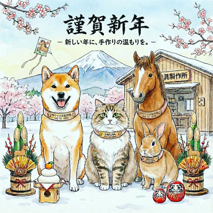 高品質な素材を使用した安心・安全な犬猫用首輪の販売 【サクラ犬具