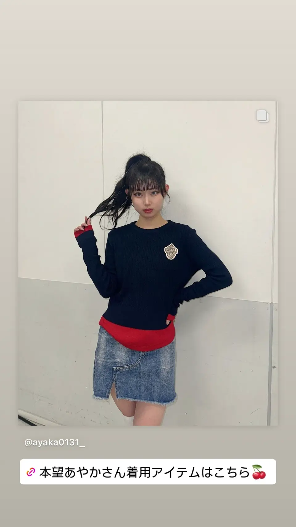 エンブレムワッペンラウンドネックニット【ネイビー】