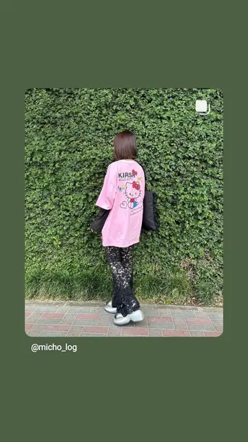 KIRSH X HELLO KITTY】バックプリンティングTシャツ【ピンク】
