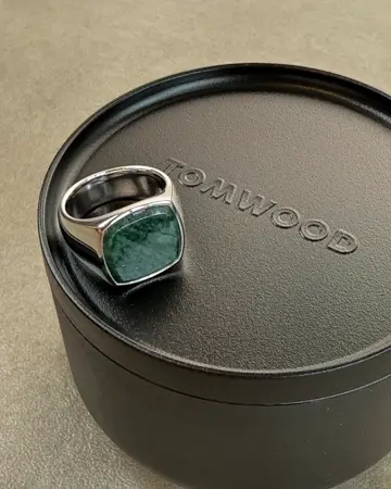TOMWOOD トムウッド グリーンマーブル シグネットリング 60 Cushion Green Marble - Tom Wood Project Official Online Store