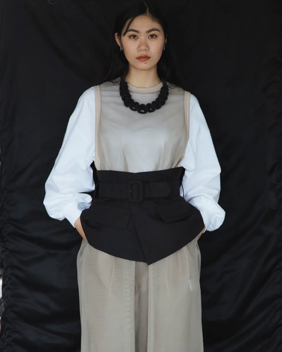 限定アイテム＞MESH SLEEVELESS DRESS-BEIGE-メッシュスリーブレス