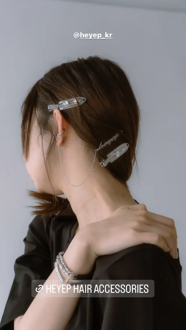 Rhinestone Flat Hair Clips 2 Piece Set-ラインストーン
