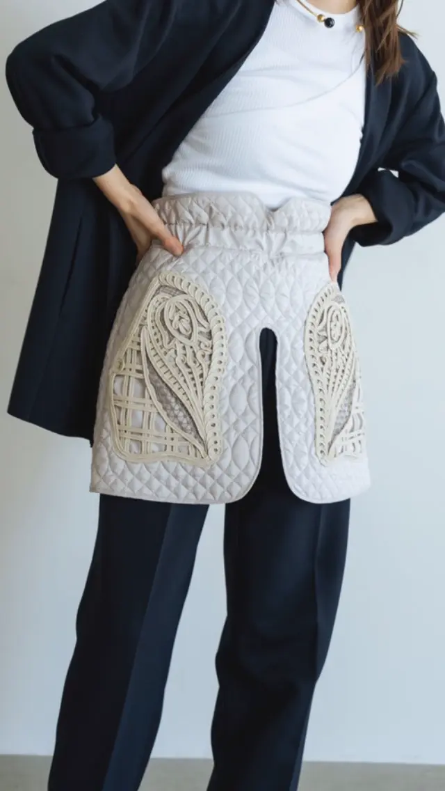 Cording Embroidery Quilted Wrapped Skirt-コーディングエン