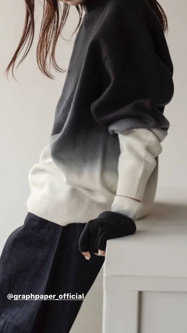 小物 Gradient Dyed Fingerless Gloves - black Gradient Dyed Wool Knit Fingerless Gloves-グラディエントダイド