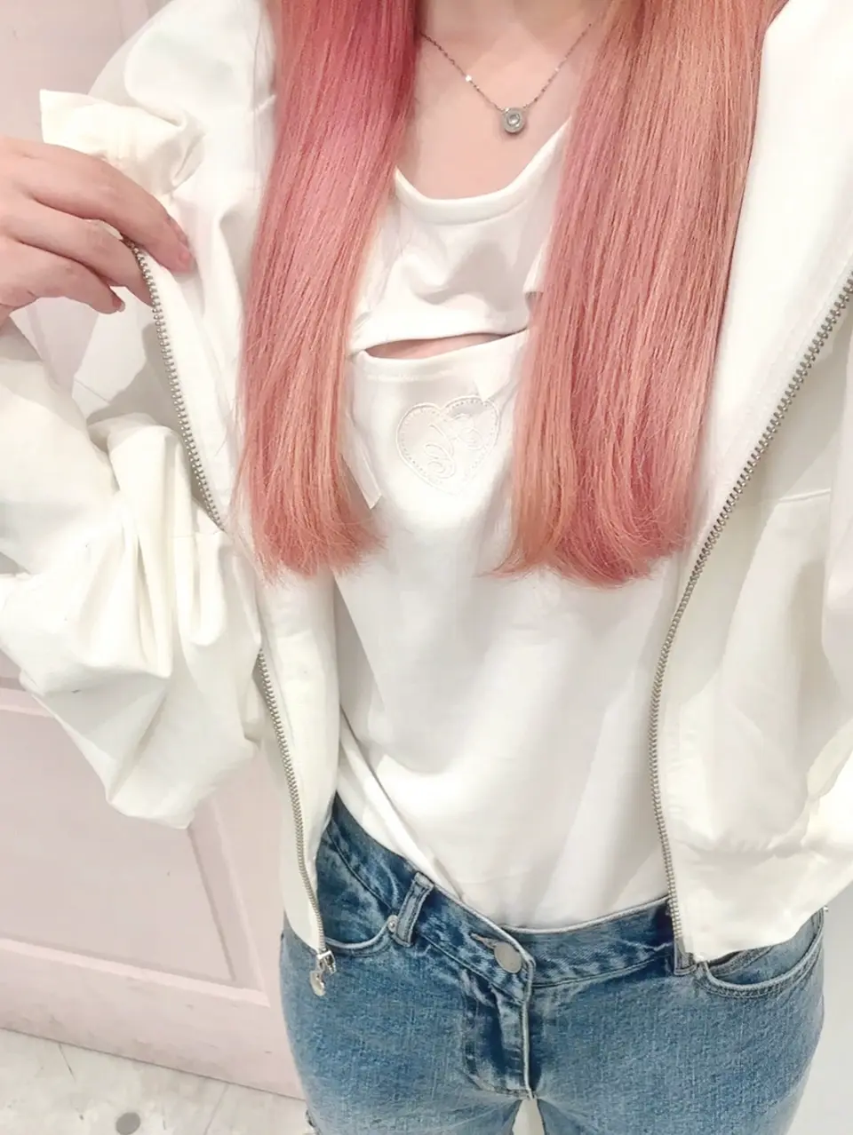 Honey Cinnamon ハート ケープ ポンチョ ホワイト