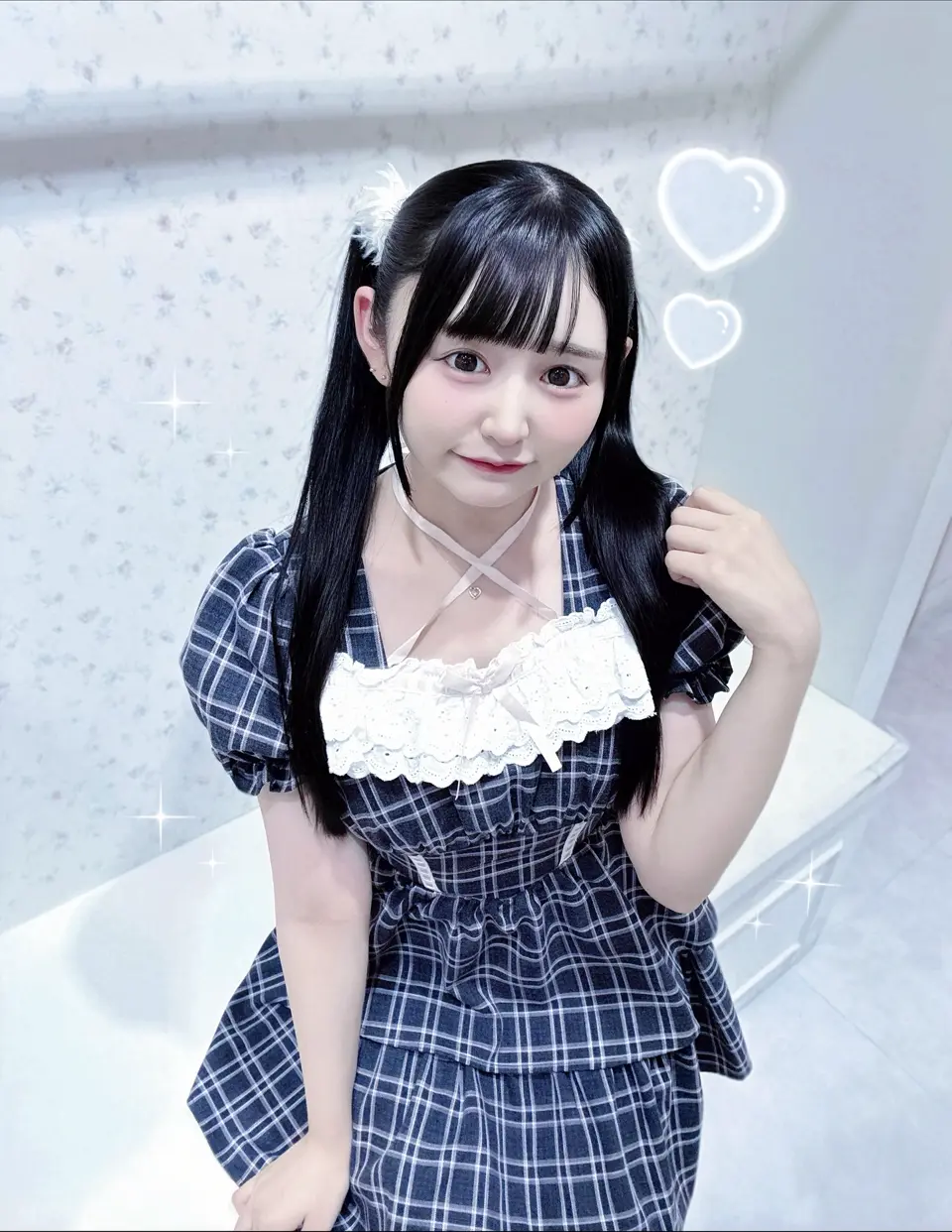 デコルテリボン配色チェックワンピース – BUNNY APARTMENT