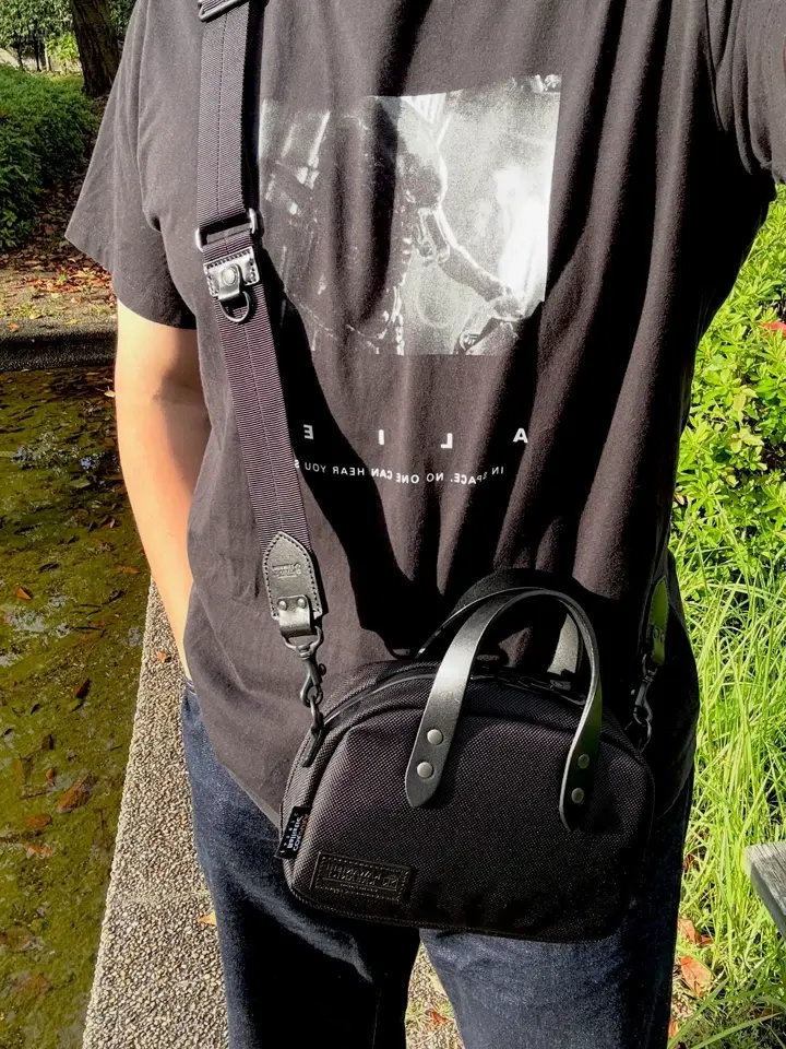 ミニボストン×栃木レザーハンドル｜ファスナー付きで安心｜コーデュラ