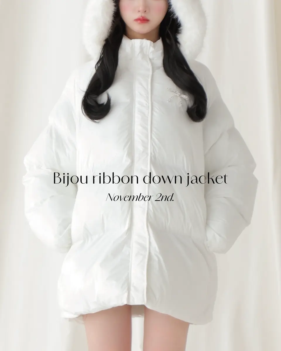 エムエメ ダウン ホワイト エムミーエメ Bijou ribbon down jacket