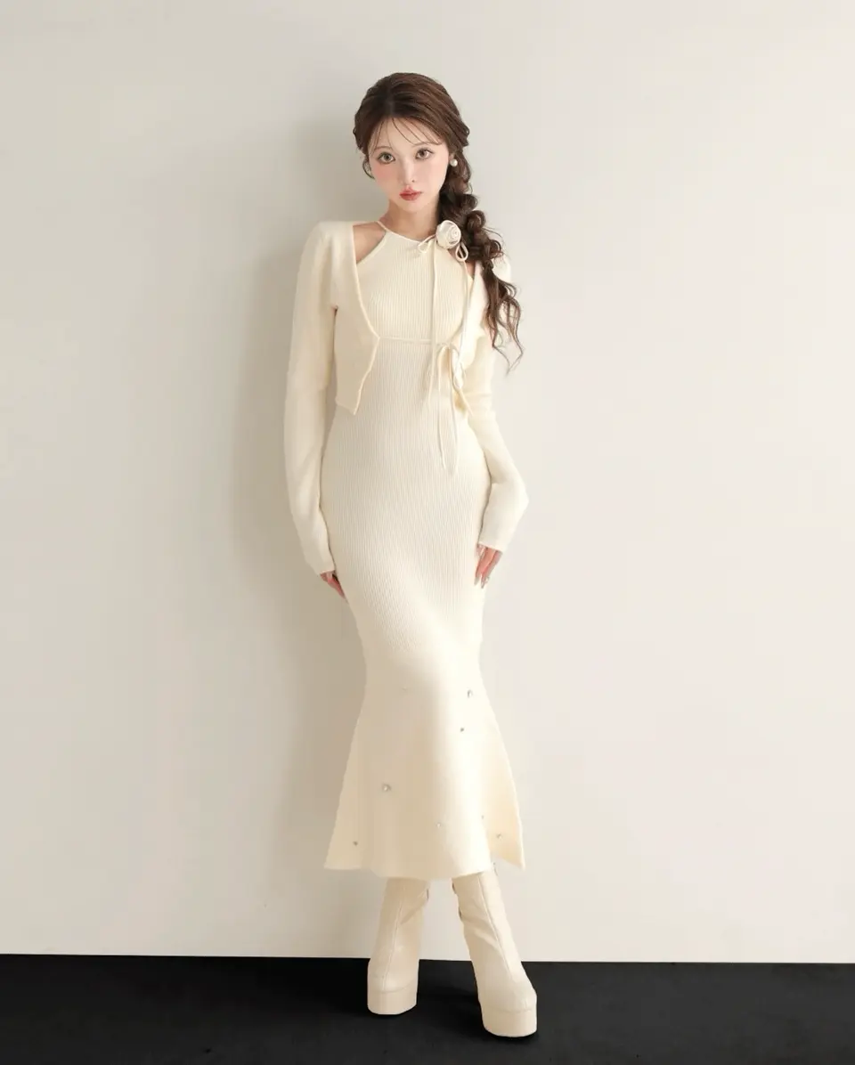 早い者勝ち♡ M me eme エムミーエメ　フェザーワンピース タグ付き M me eme エムエメ 2way feather one piece