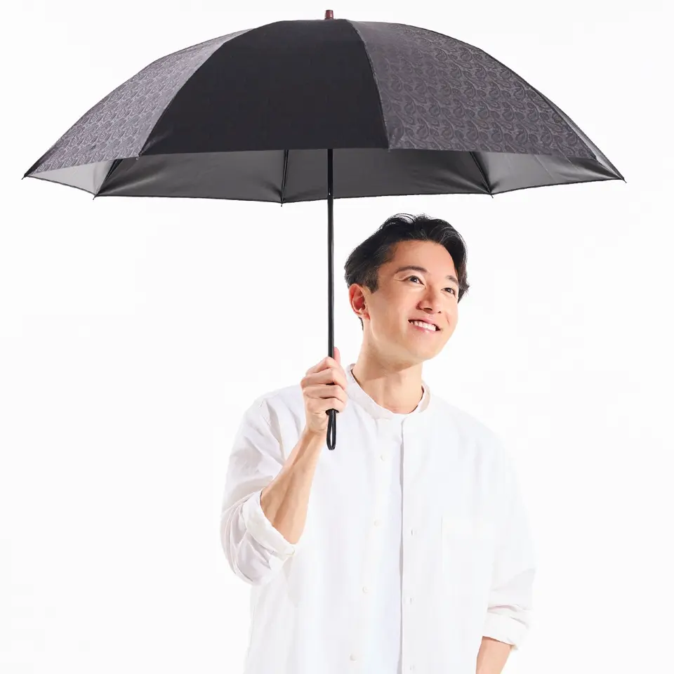 【最終値下】前原光榮商店メンズ傘ブラックピンストライプ 前原光榮商店 PinStripe-16ピンストライプ 16本骨傘 モミジ焼き