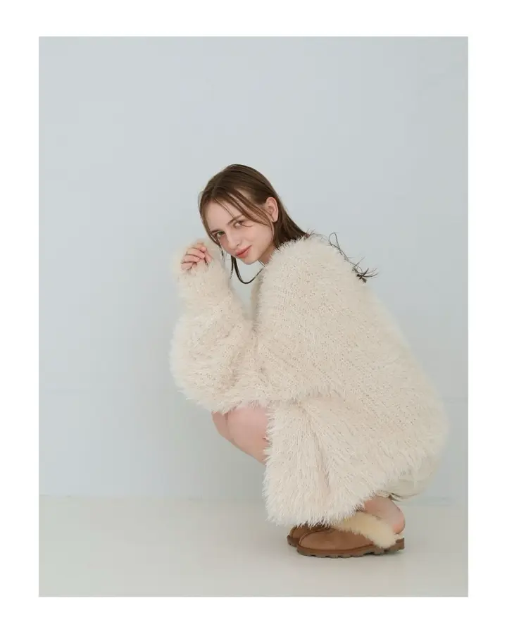 shaggy cardigan(ivory) - BayBee