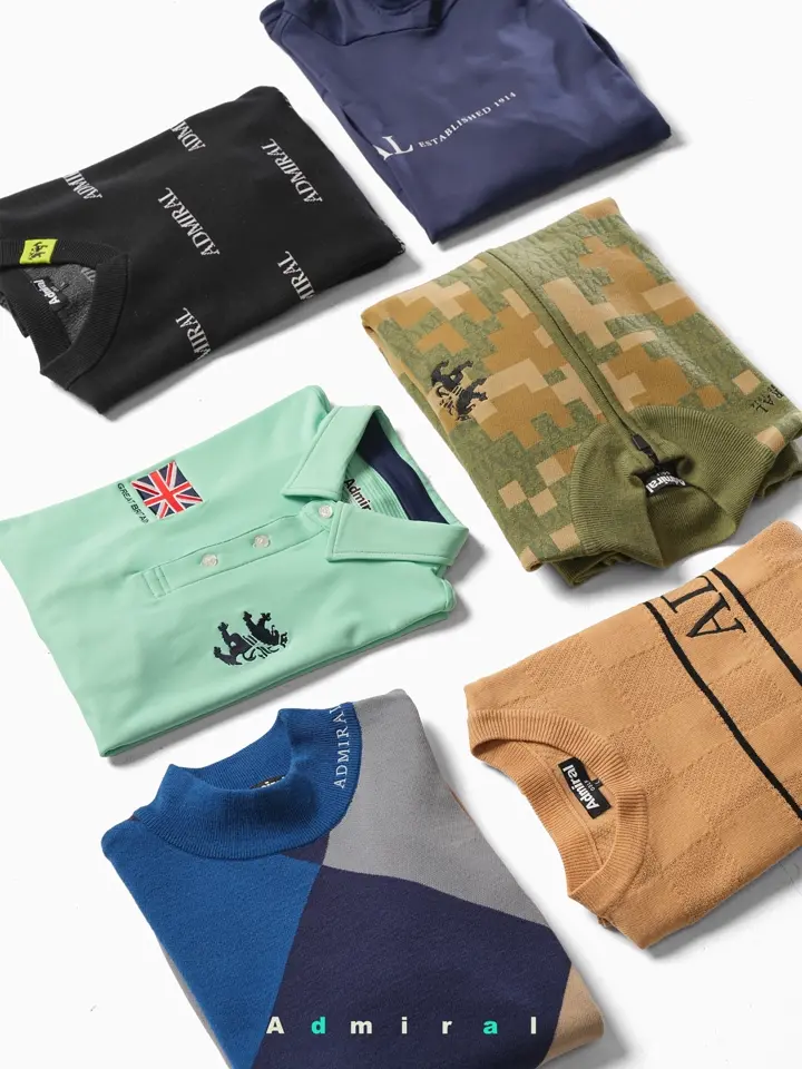 アドミラル ゴルフ]メンズ モザイクカモフラージュ フルジップセーター