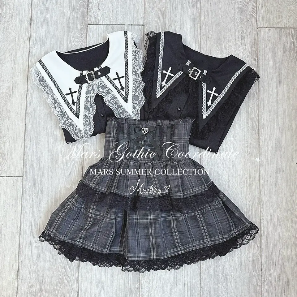MA*RS】BIG襟クロス刺繍ブラウス - ホワイト size-F | 地雷系