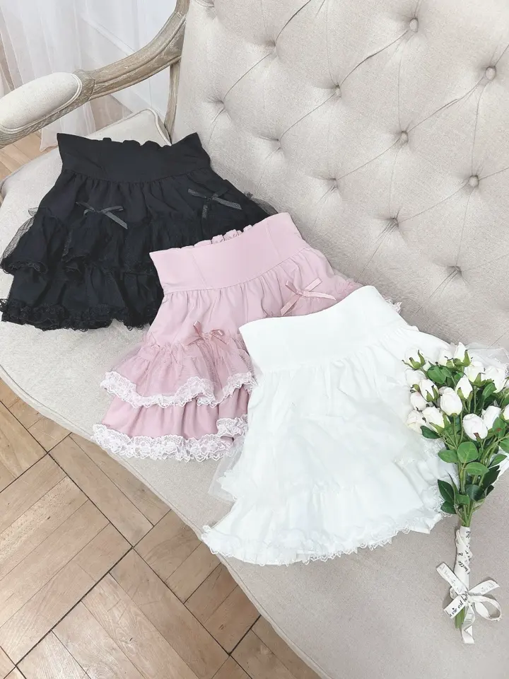 Princess Melody】2段チュール重ねフリルスカパン - ブラック size-F