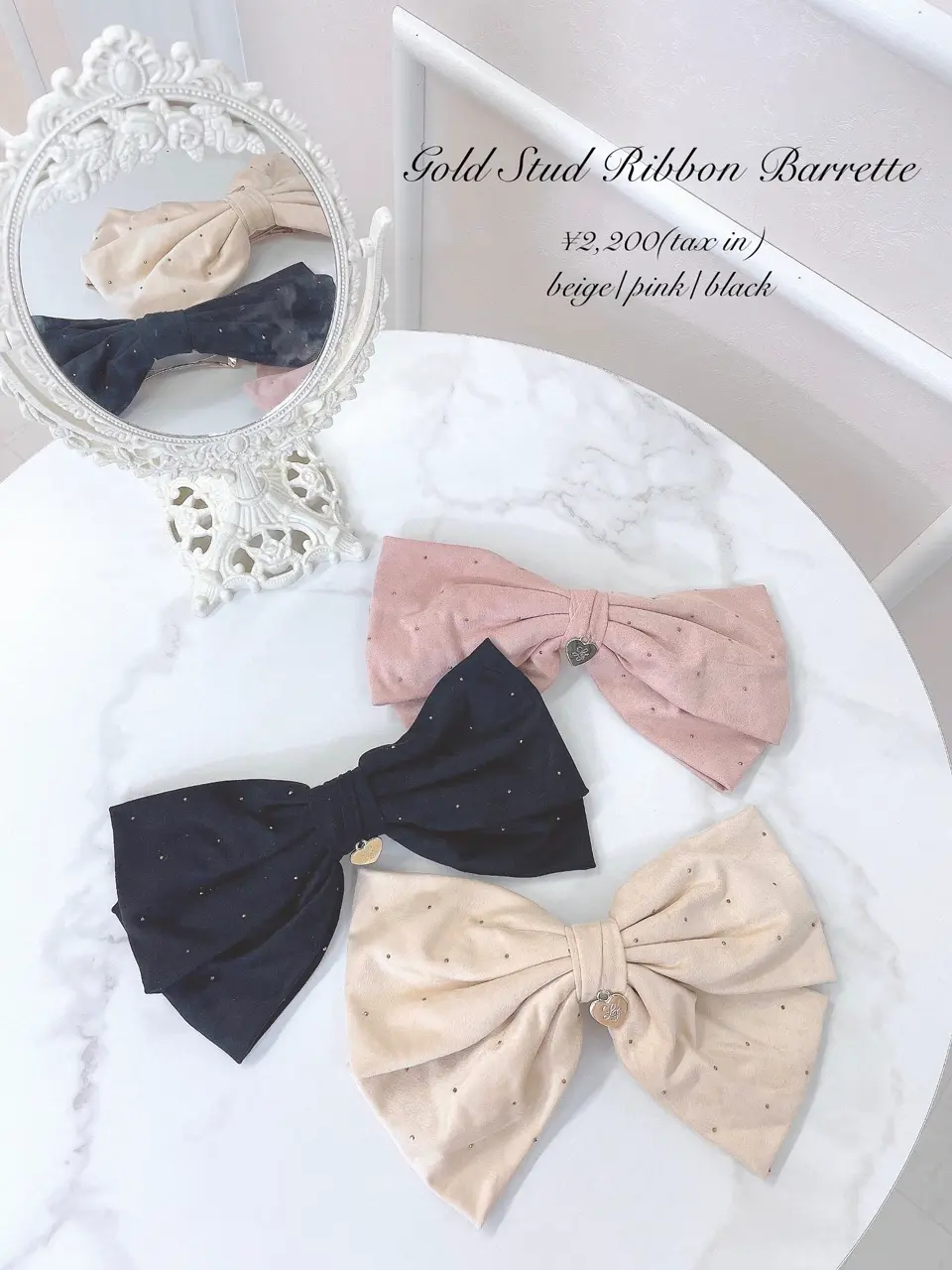 LAFARY》ゴールドスタッズリボンバレッタ- LAFARY ONLINE