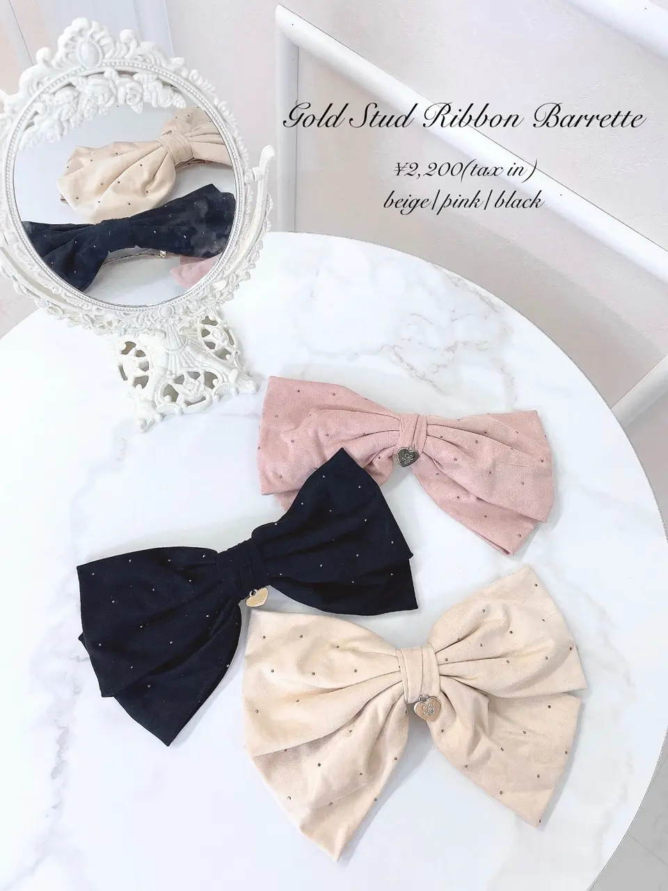 LAFARY》ゴールドスタッズリボンバレッタ- LAFARY ONLINE