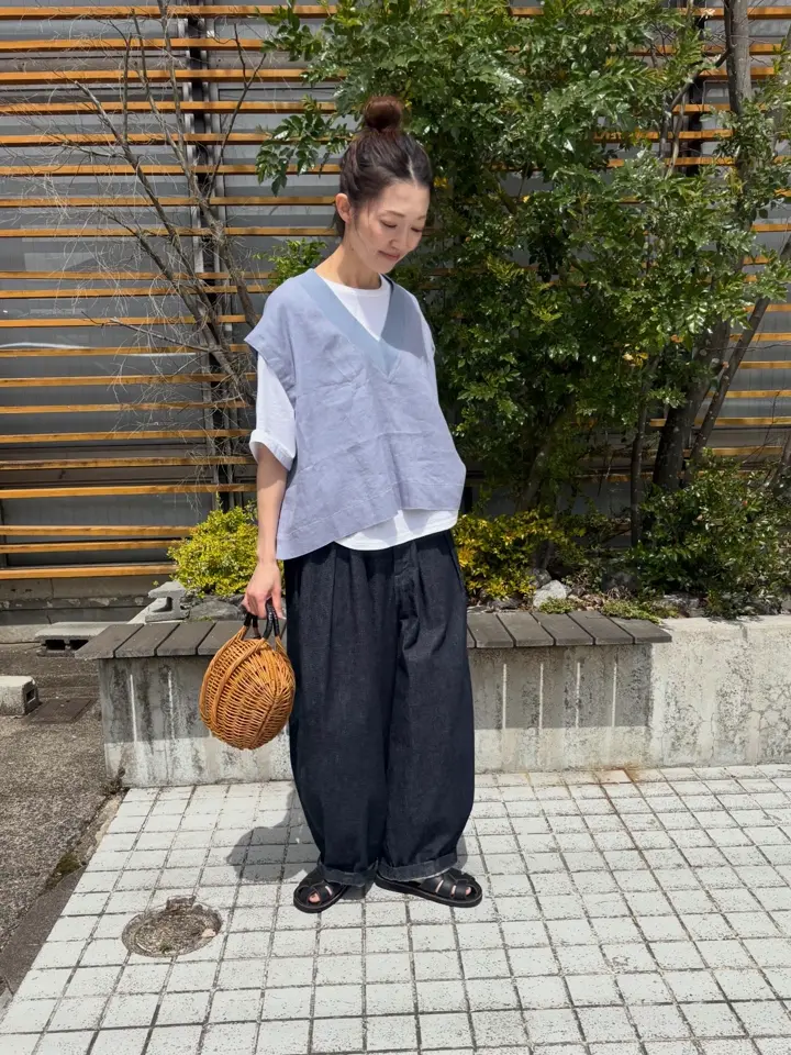 ◇solamonat poche(ソラモナポッシェ) リネンキャンバスニットネック