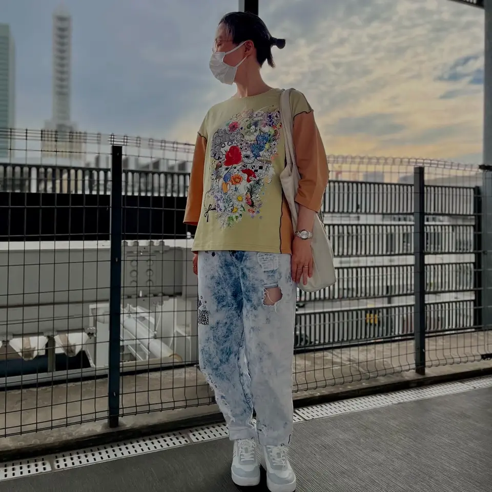 151654：スカラーちゃんと花 バイカラー7分袖Tシャツの通販-ScoLar
