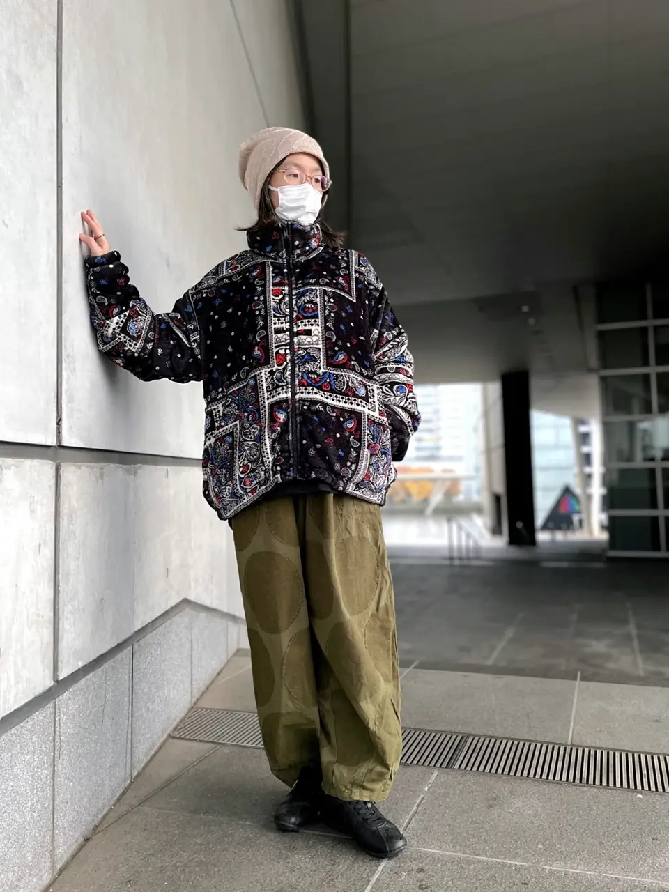 153734：ランダムバンダナ柄 双面フランネルブルゾンの通販-ScoLar