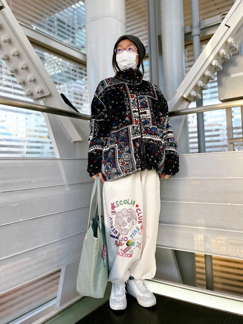 153718：ポップ柄裏フリースあったかナイロンパンツの通販-ScoLar