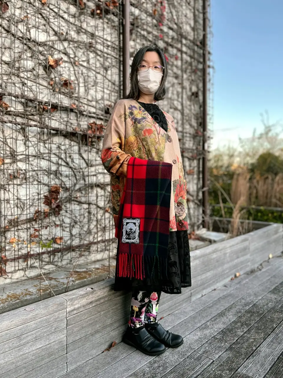 653334：もちふわスカ子チェックマフラーの通販-ScoLar