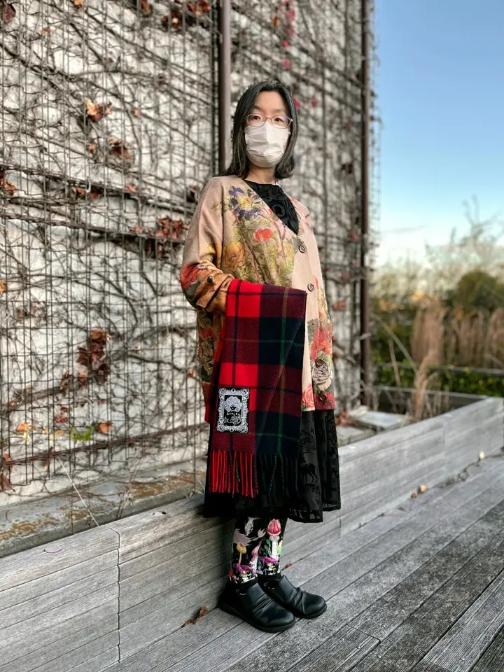 153669：アンティーク風秋色ネコカーディガンの通販-ScoLar