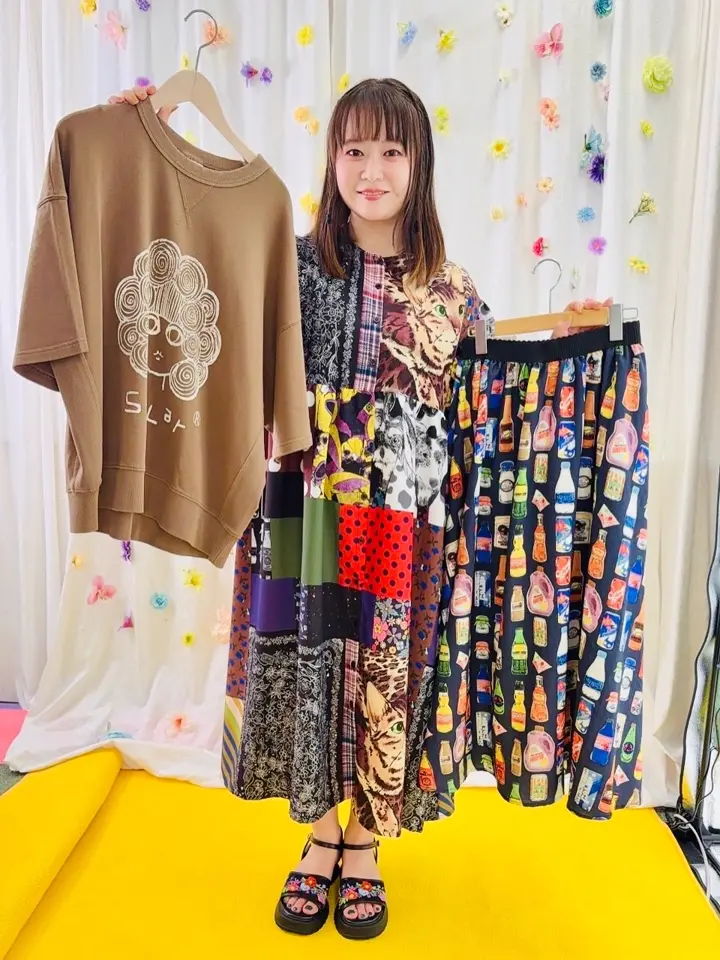 163613：POPコラージュ総柄シャツワンピースの通販-ScoLar
