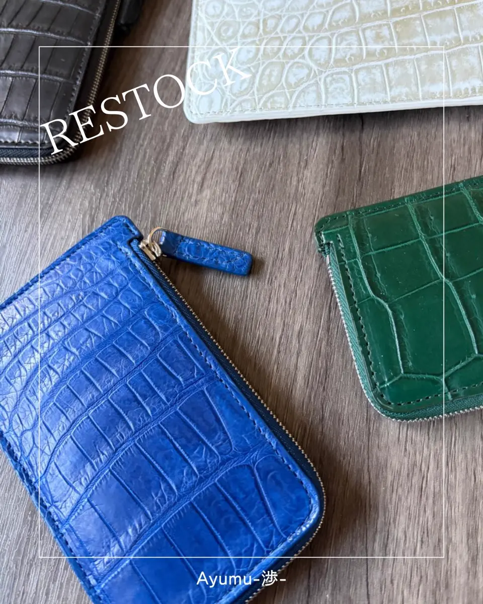 Ren-漣-（L字ファスナーミニ財布ストラップ付） マットクロコダイル/澄