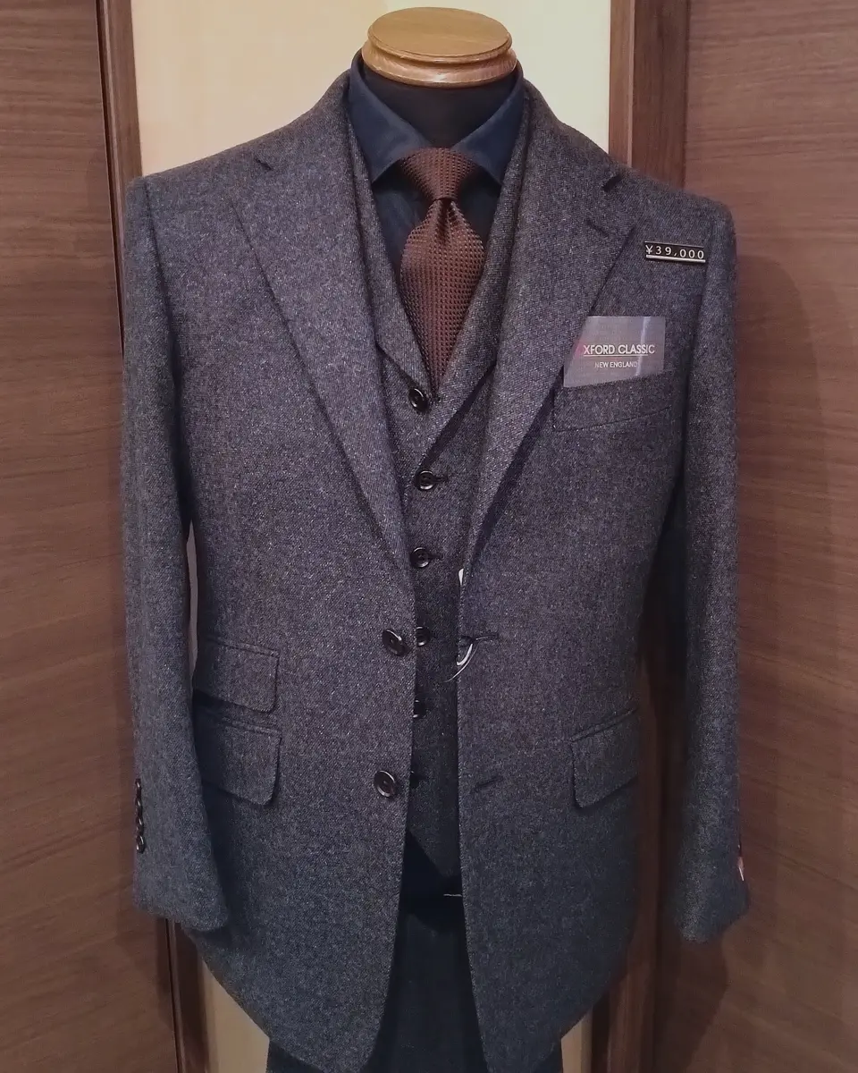 スーツ メンズ 秋冬 スリーピース 3つボタン オックスフォード