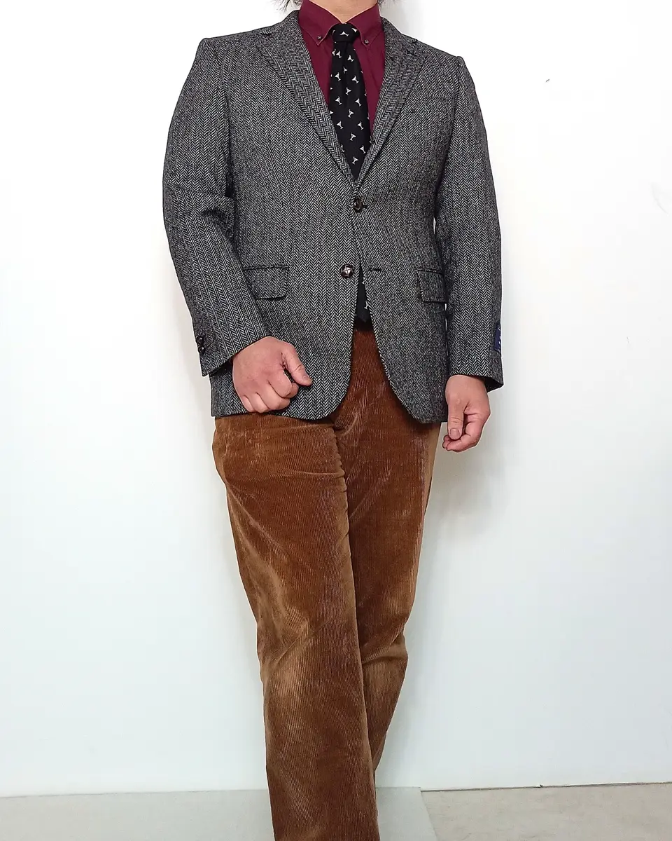 ツイード ジャケット メンズ 秋冬 3つボタン オックスフォード