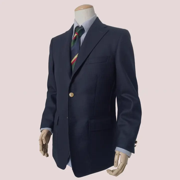 紺ブレザー 紺ブレ メンズ 秋冬 フラノブレザー ネイビー 無地 金