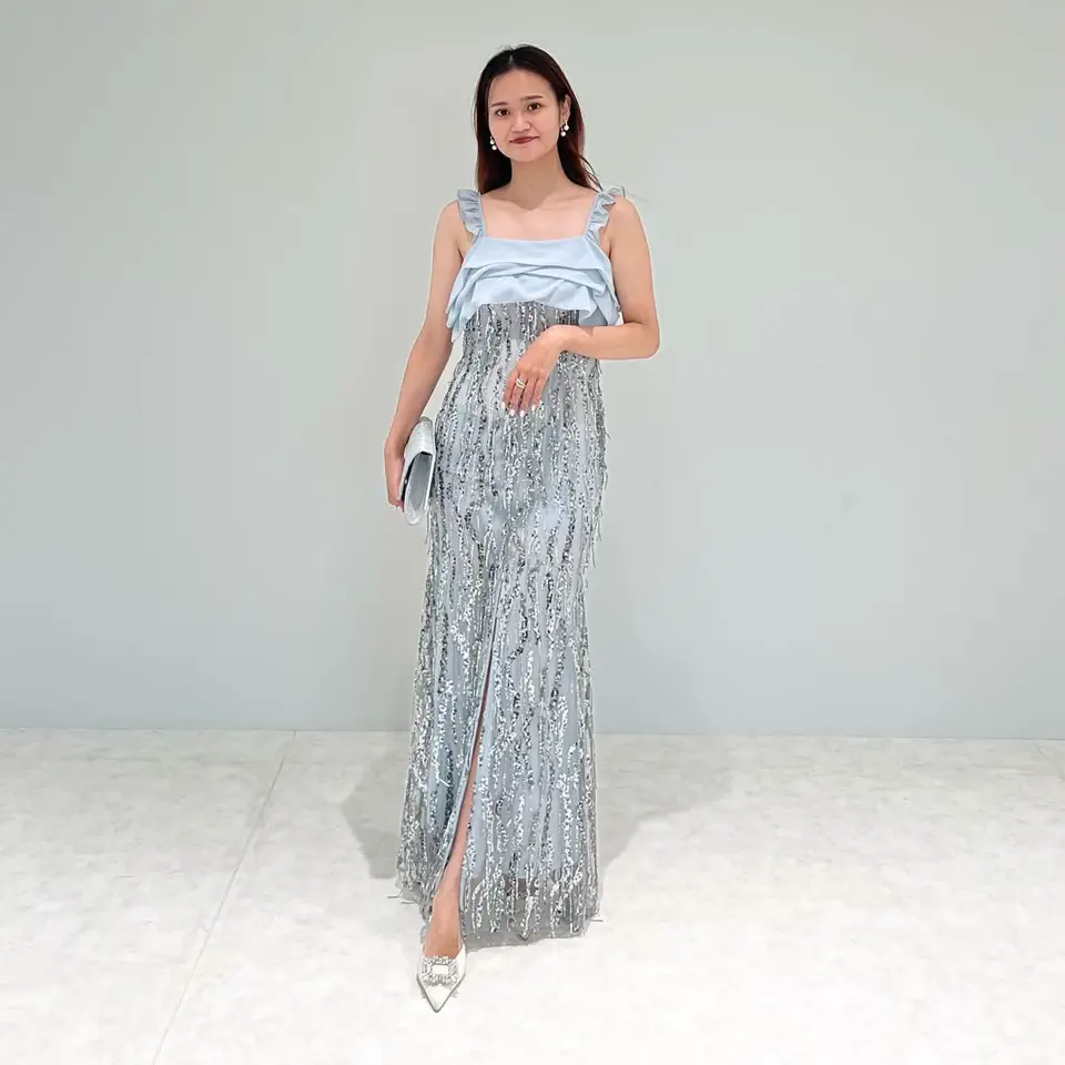 LEJA LUXE】フリンジスパンコールIラインドレス
