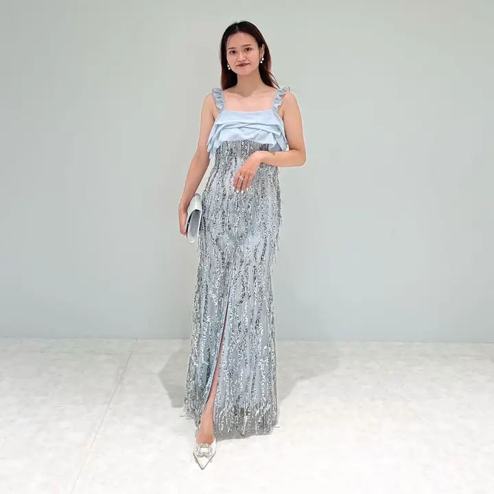 LEJA LUXE】フリンジスパンコールIラインドレス