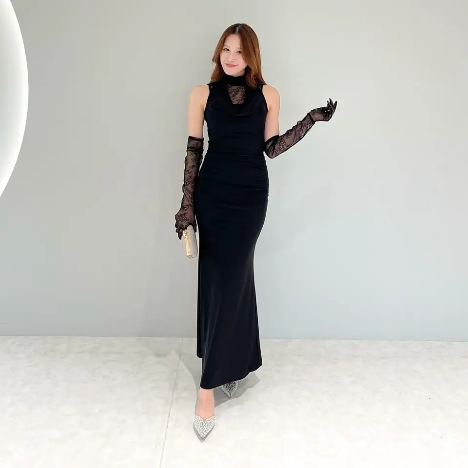 LEJA LUXE】2WAYシアーレースグローブクラシックブラックマーメイド