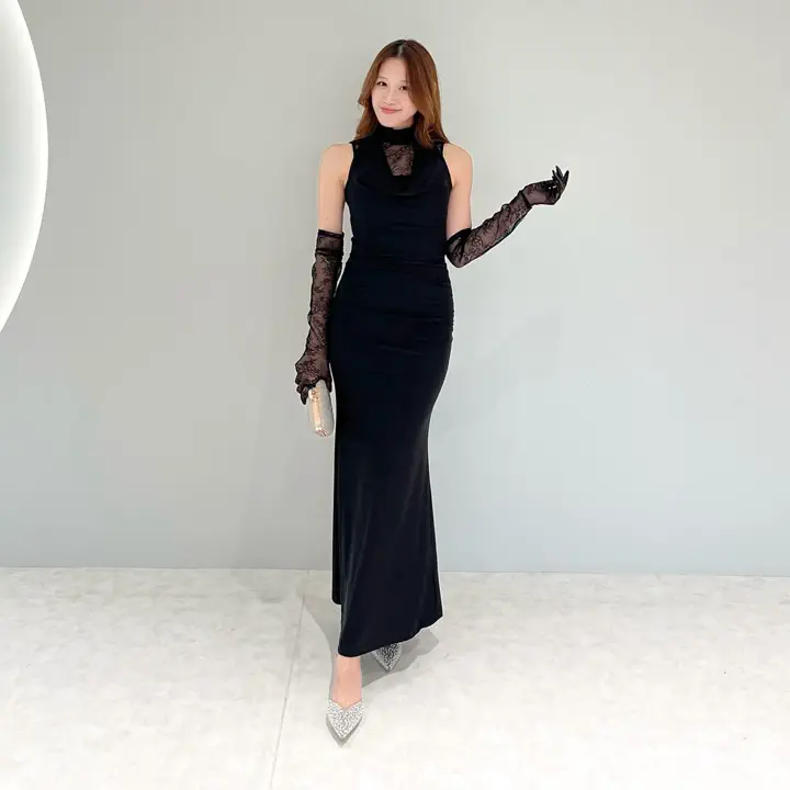 LEJA LUXE】2WAYシアーレースグローブクラシックブラックマーメイド