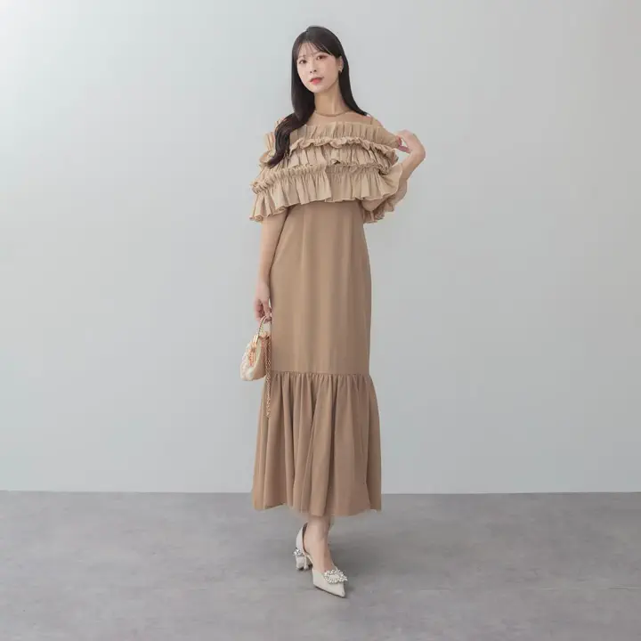 当日発送】3WAYアシンメトリーチュールフリルワンピースオケージョンドレス