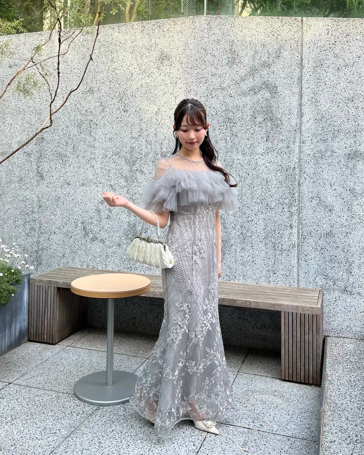 当日発送】フロントチュールフリルフラワースパンコールマーメイド