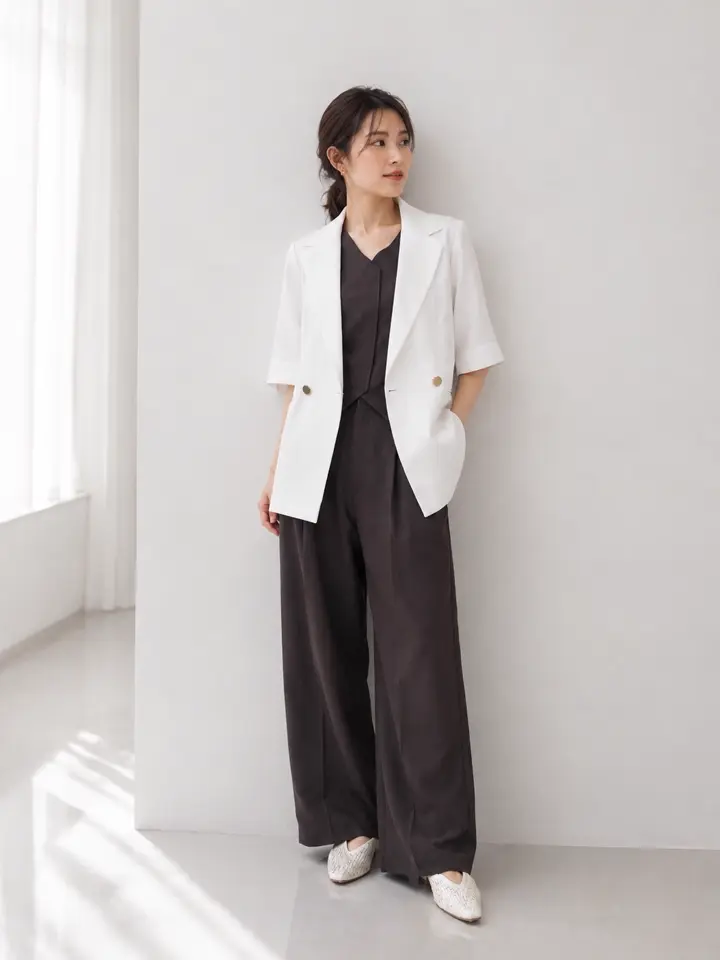 【TONAL】トーナル ノーカラージャケット セットアップ 3点セット オフ白M TONAL | トーナル公式通販