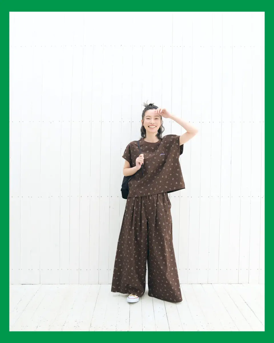 L's]FRENCH SLEEVE SHIRT & LONG PANTS SET NY/PU PRINT/フレンチ