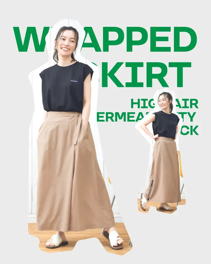 半額！※新品未使用タグ付き※HERG1　エルグワン　ラップスカート L's]WRAPPED SKIRT HIGH AIR PERMEABILITY CHECK/ラップスカート