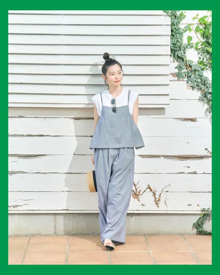 L's]CAMISOLE SALOPETTE HIGH AIR PERMEABILITY CHECK/キャミソール