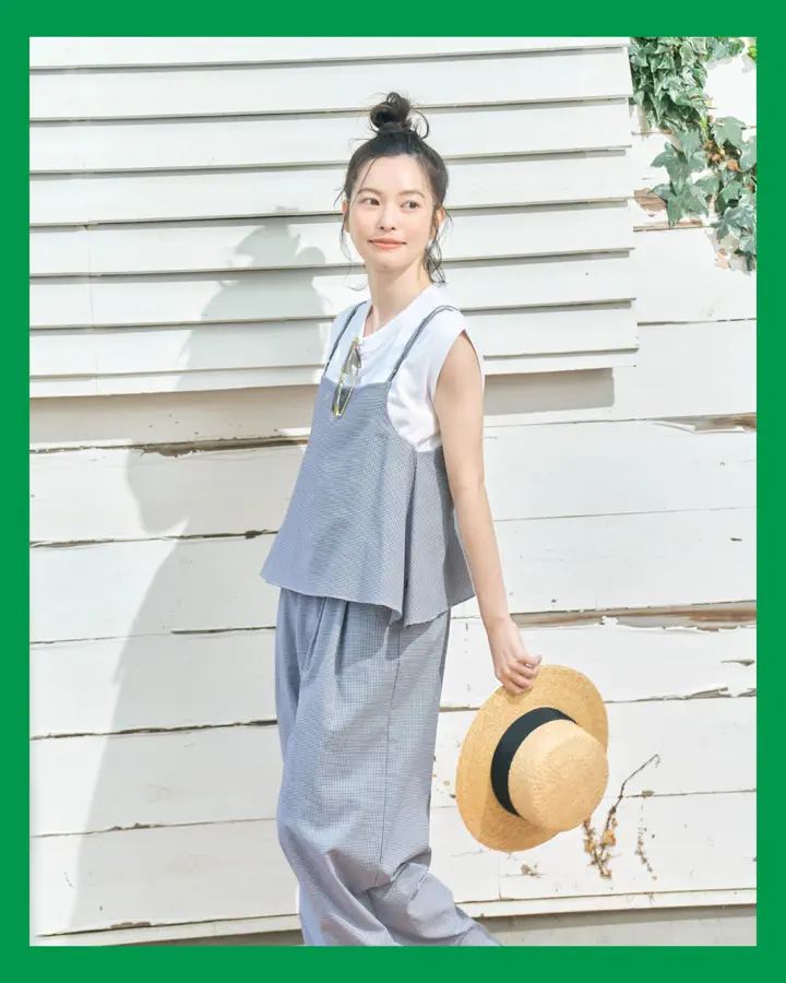 L's]CAMISOLE SALOPETTE HIGH AIR PERMEABILITY CHECK/キャミソール