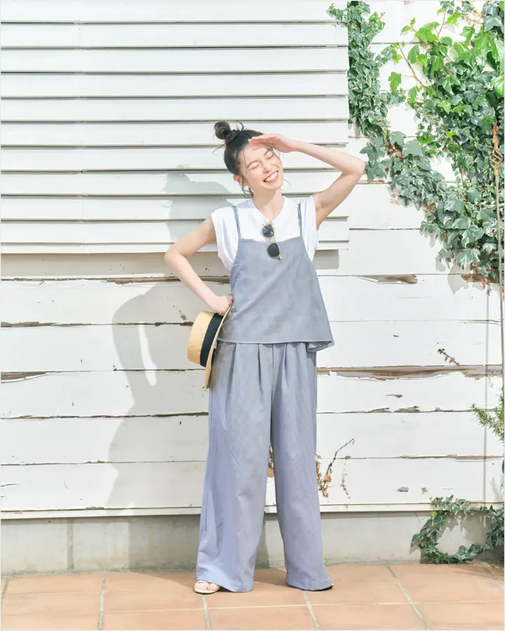 L's]CAMISOLE SALOPETTE HIGH AIR PERMEABILITY CHECK/キャミソール