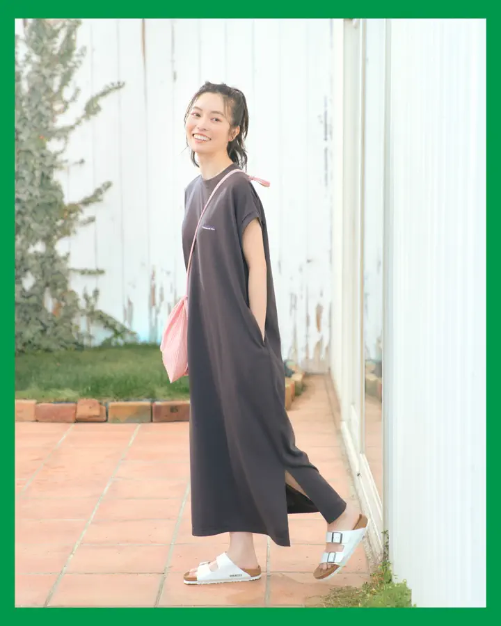 L's]FRENCH SLEEVE OP T/C JERSEY/フレンチスリーブワンピース
