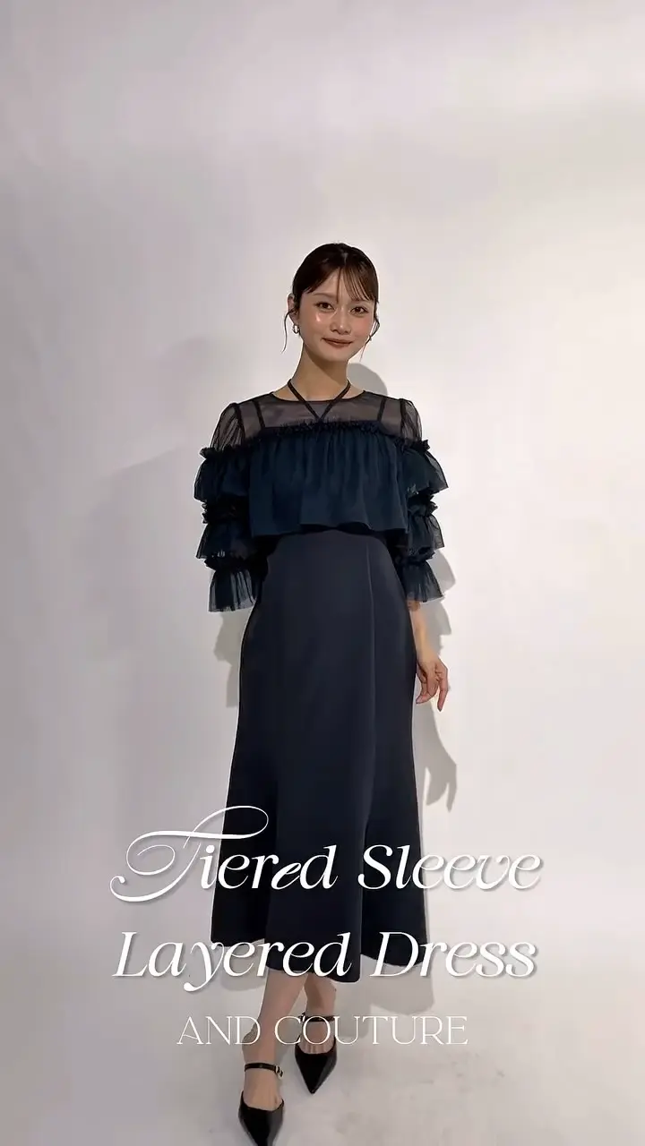 ティアードスリーブレイヤードドレス(F ボルドー): AND COUTURE｜公式