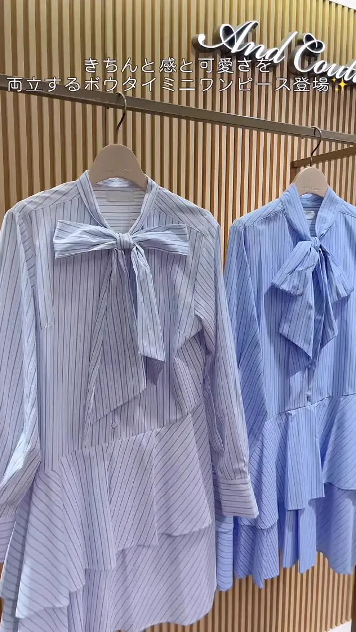 アシメストライプミニワンピース(F ホワイト): AND COUTURE｜公式