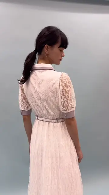 【フジタ】レッドオフショルワンピース1630 レース刺繍ショルダー 膝下ミモレフレアワンピース 赤×黒